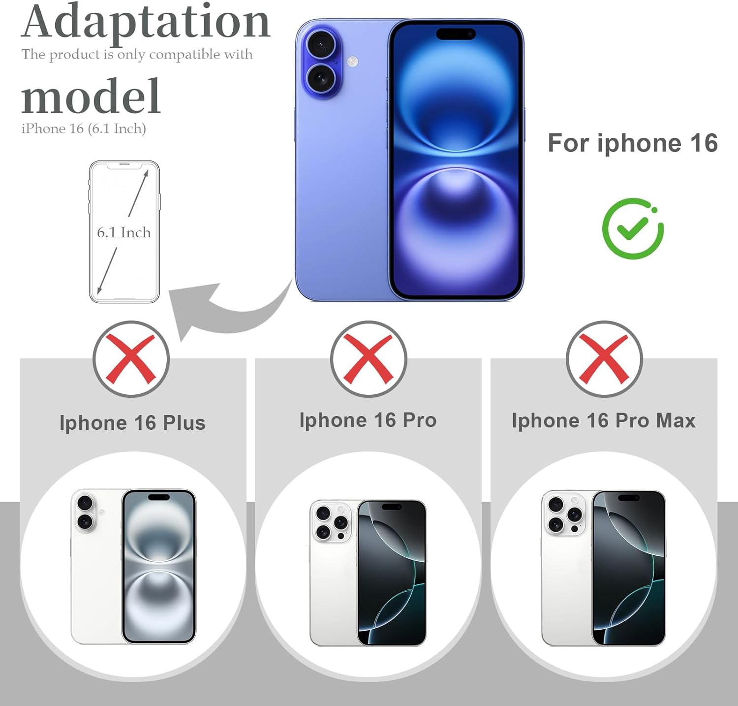 Back Glass Replacement for iPhone 16(6.1 inches,Ultramarine) Integrated Glass & Wireless Charging Repair Tools are Included & Phone case
