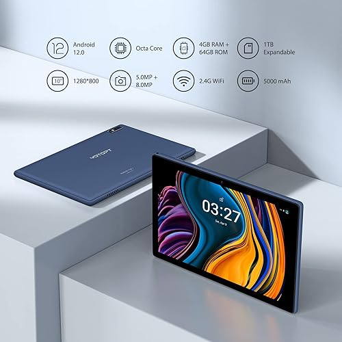 Miniatura 3 de YOTOPT Tableta 10 pulgadas Android 12 Tabletas, 4GB RAM, 64GB ROM 1TB Expandir Tabletas, Android 12 Tablet PC, Tableta WiFi, Pantalla IPS de 10.1