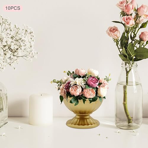 Miniatura 3 de Mini macetas doradas para arreglos florales, 10 piezas para centro de mesa, mesa de boda de 2.6 pulgadas, decoración de maceta, maceta de trompeta