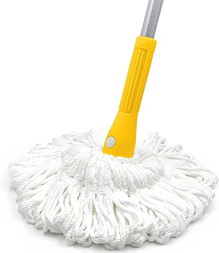 JEHONN Trapeador giratorio con mango largo de 57.5 pulgadas, trapeador de cuerda autoescrito para limpieza de suelos, mopa de microfibra lavable