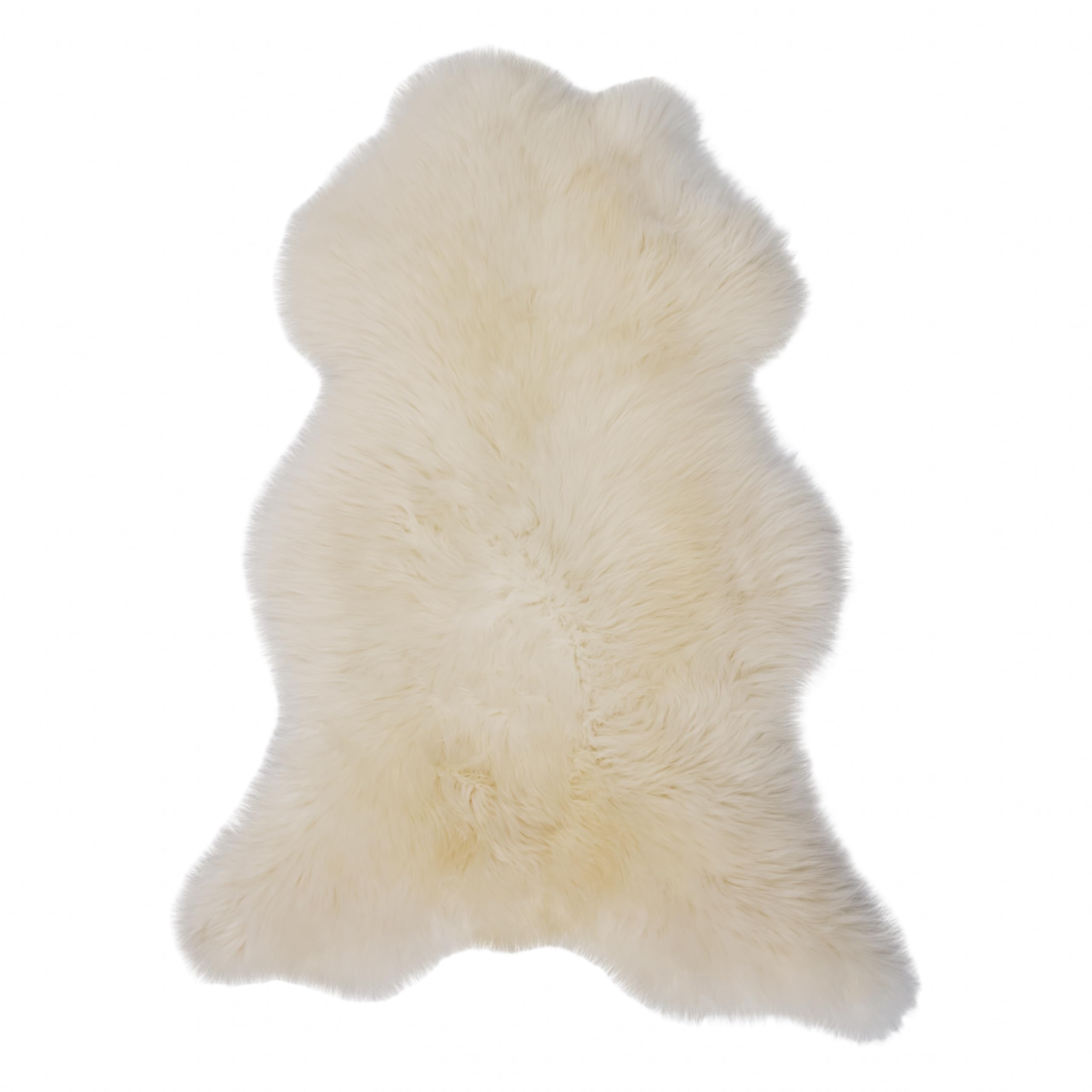 Peau de Mouton mérinos véritable de qualité supérieure Peau d'agneau véritable, Douce et Moelleuse, Fourrure pour chaises, Peau de (Blanc, 120 x 130 cm)