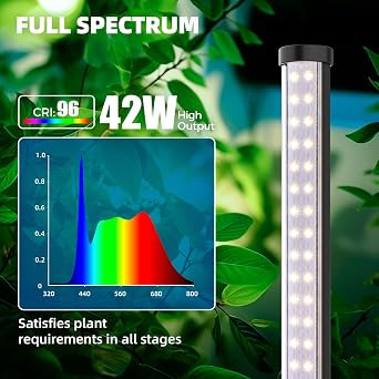 Barrina T10 Pro Standing Grow Light with Timer, 42W, 5000K, Full Spectrum Vertical Tall Grow Lights for Indoor Plants, Wide Coverage, 4FT to 5.6FT Height with Foot Switch, for Flower and Tall Plants