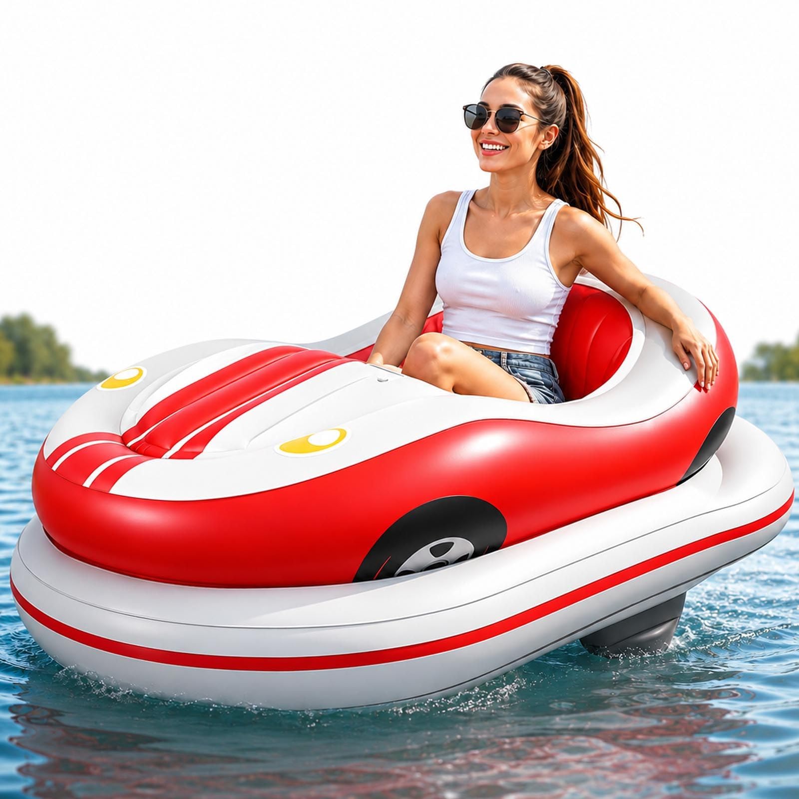 menglanchang Electric Pool Float for Adults with 360° Joystick Control Red