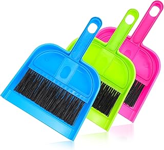 COLLBATH Keyboard Cleaning Brush 3 Sets Small Broom Dustpan Broomstick Clean Plastic Small Dustpan Sweep Cleaning Tools