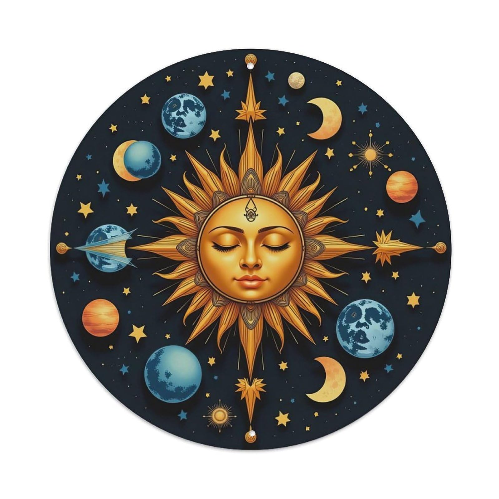 Celestial Sun Moon Stars Metal Tin Sign
