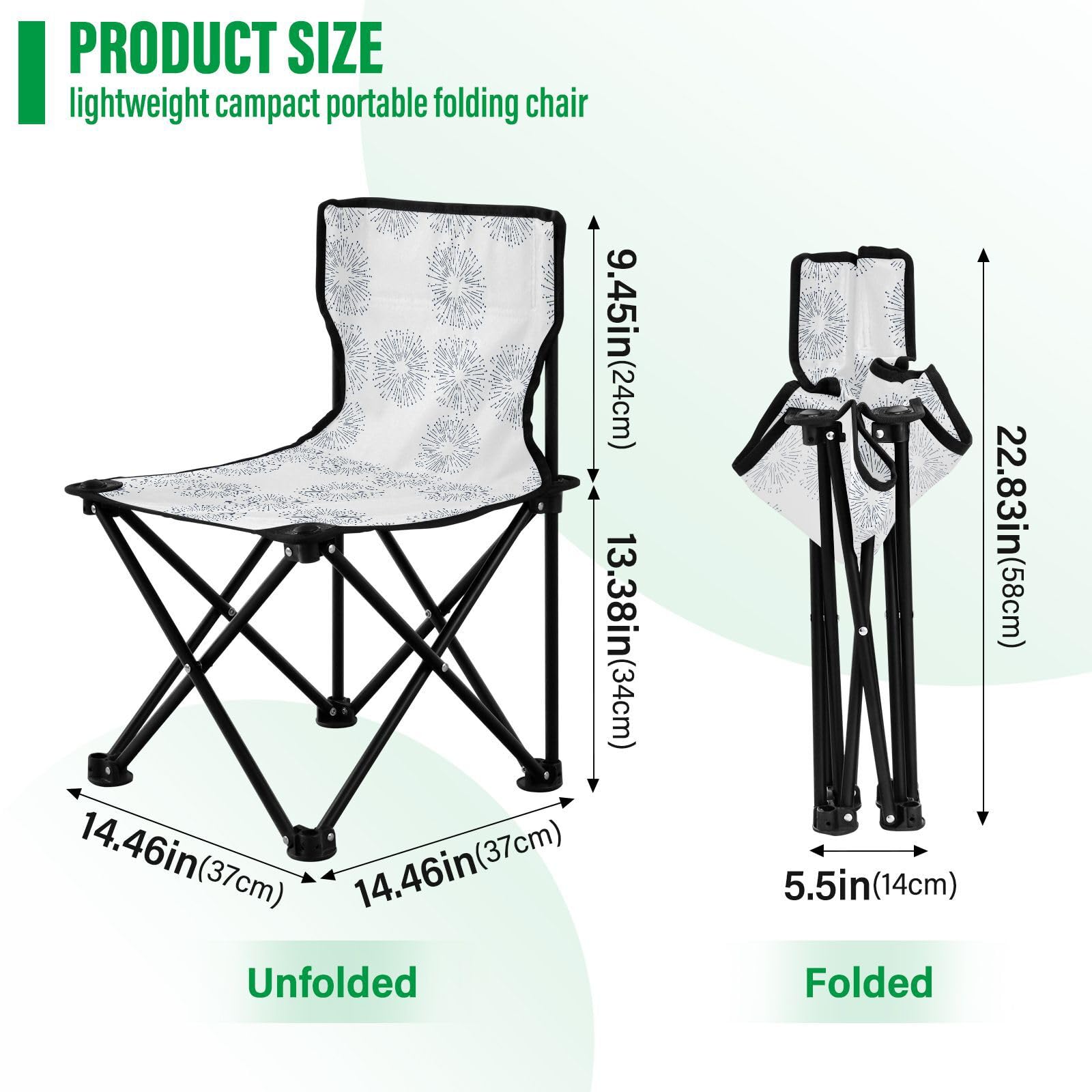 FRODOTGV Rays Ocean White Packable krzesło kempingowe lekkie krzesła plażowe torba do przenoszenia w zestawie krzesło wędkarskie do łowienia pod lodem wędkarstwo podlodowe wędkarstwo podlodowe