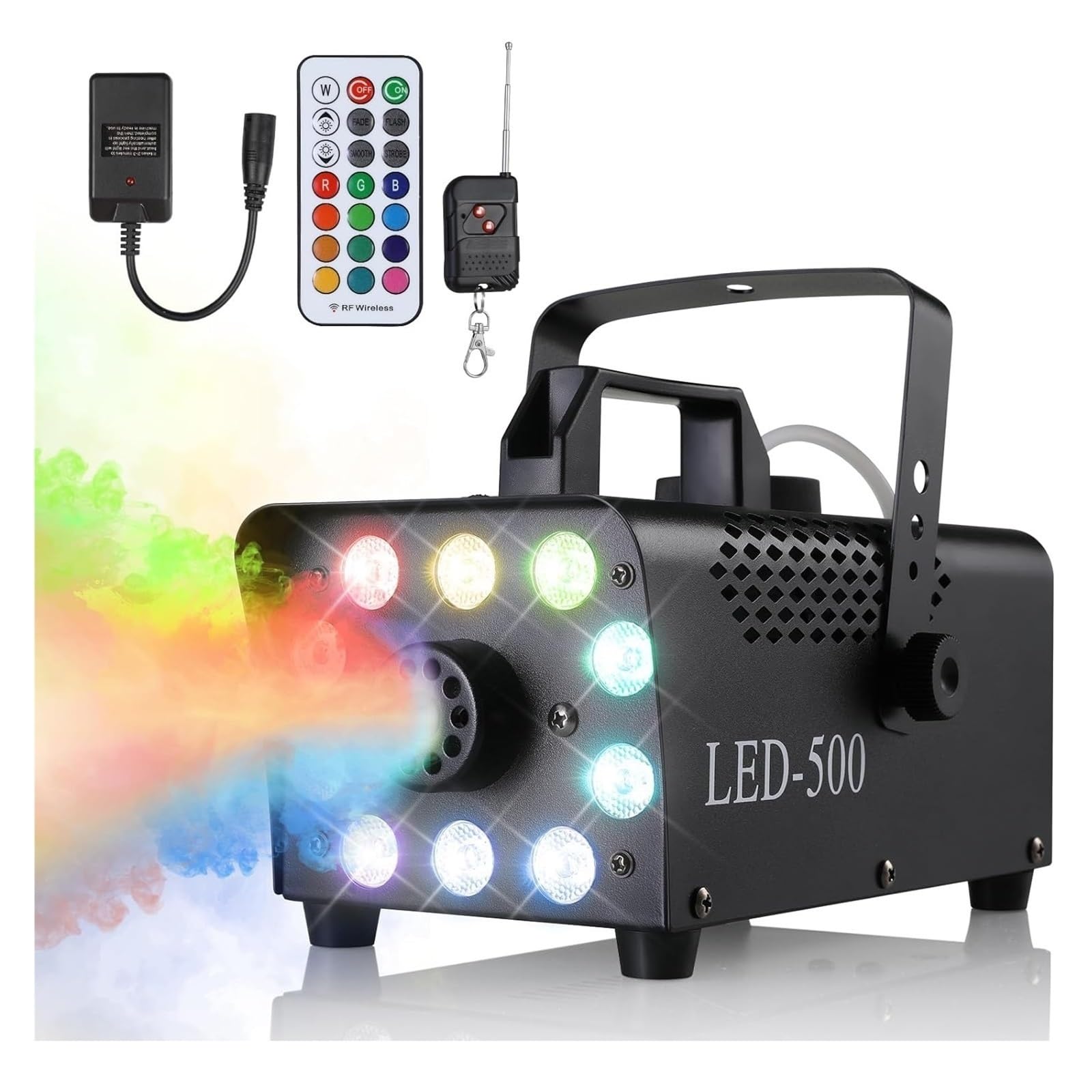 Machine À Fumée Et Brouillard 500W For Soirées Disco Scènes Avec 10 LED RGB Télécommande Sans Fil FuméE éPaisse