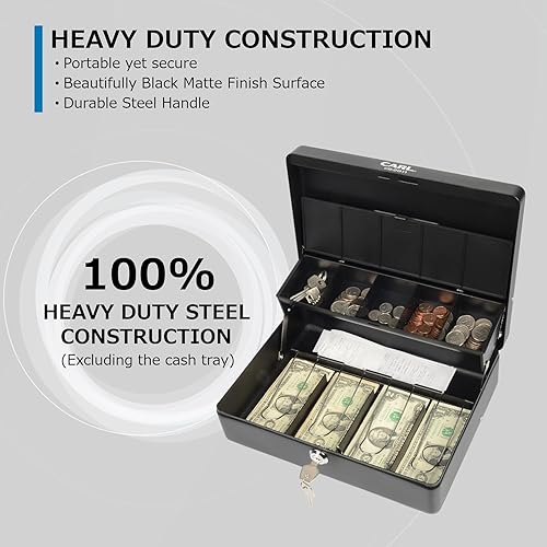 Miniatura 2 de CARL, CUI82011, caja de seguridad de acero con ranuras para billetes, color negro, 3.5 x 7 pulgadas