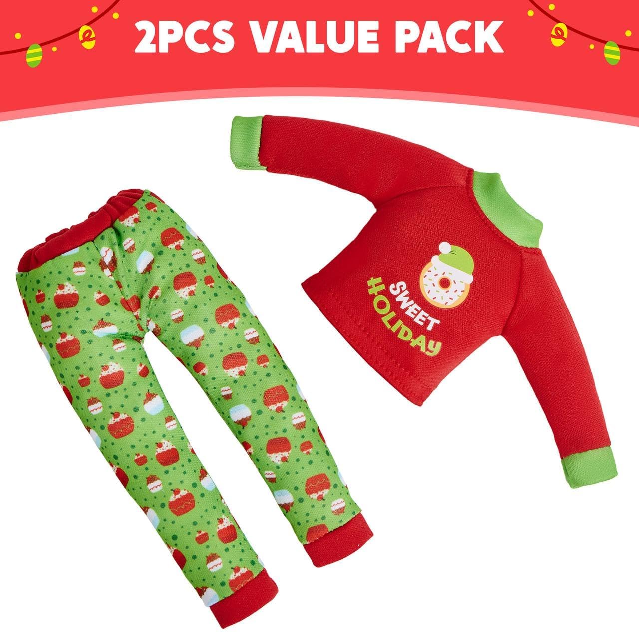 JOYIN 2 PCS Christmas Santa Ugly Sweaters for Doll, Cupcakes and Donuts Themed Naughty Christmas Doll Clothes Accessories for Holiday Room Party Decorations Gifts