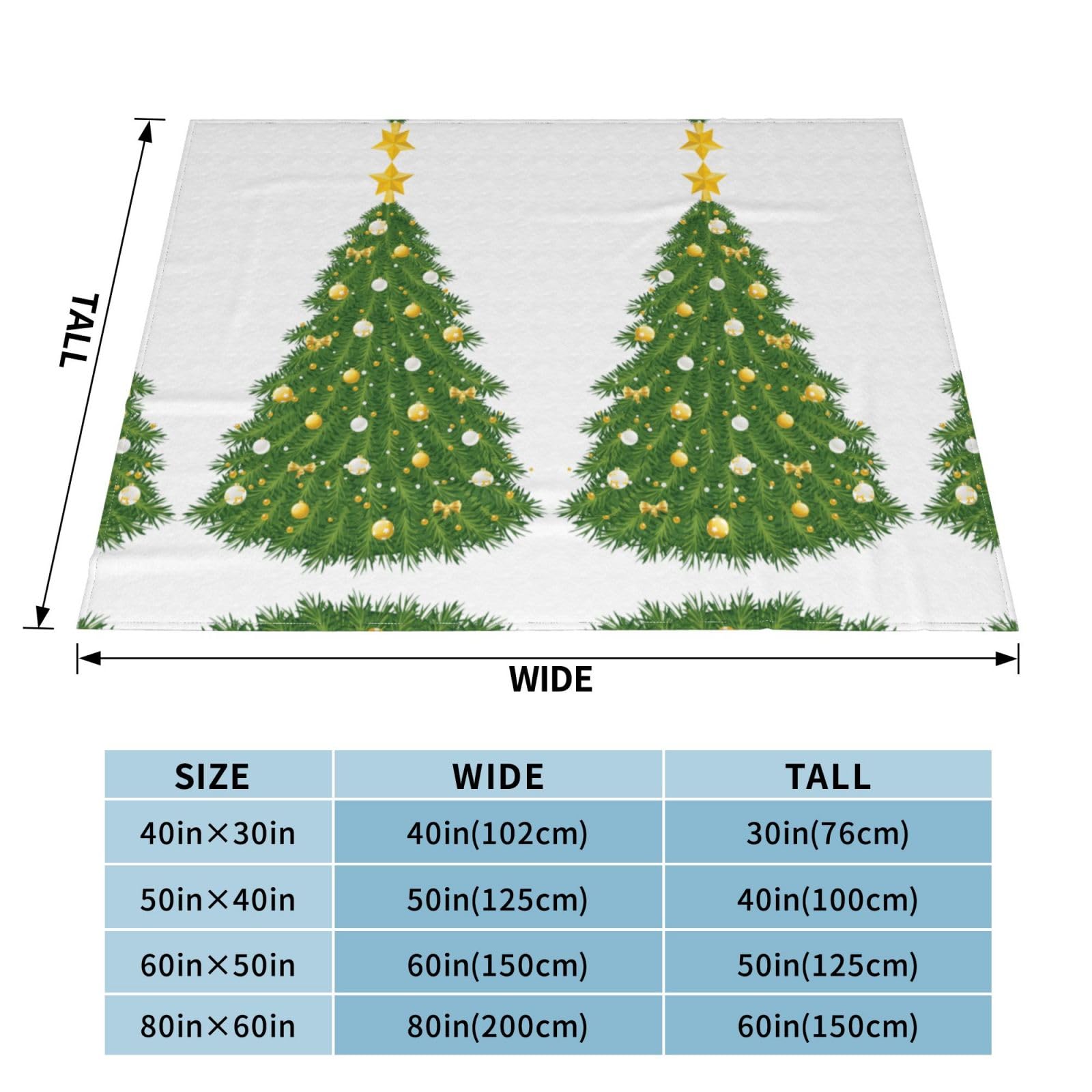 Personalisierte Decke mit Weihnachtsbaum, bedruckt, warm, weich, bequem, Flanell, Überwurfdecke für Bett, Sofa