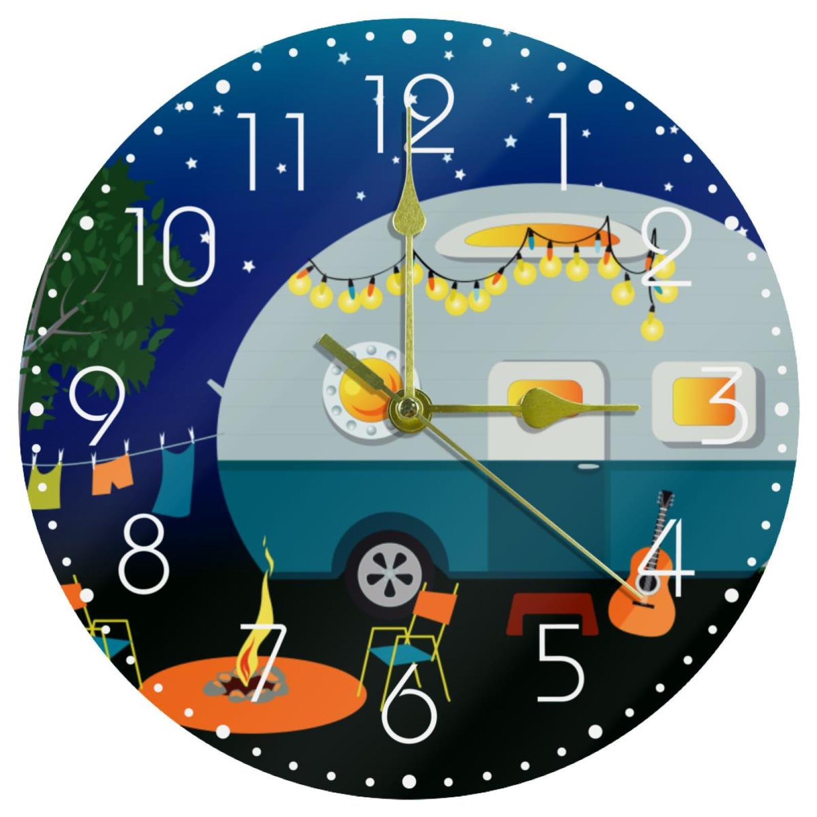 Horloge pour camping-car dans la nuit et décoration de ferme moderne
