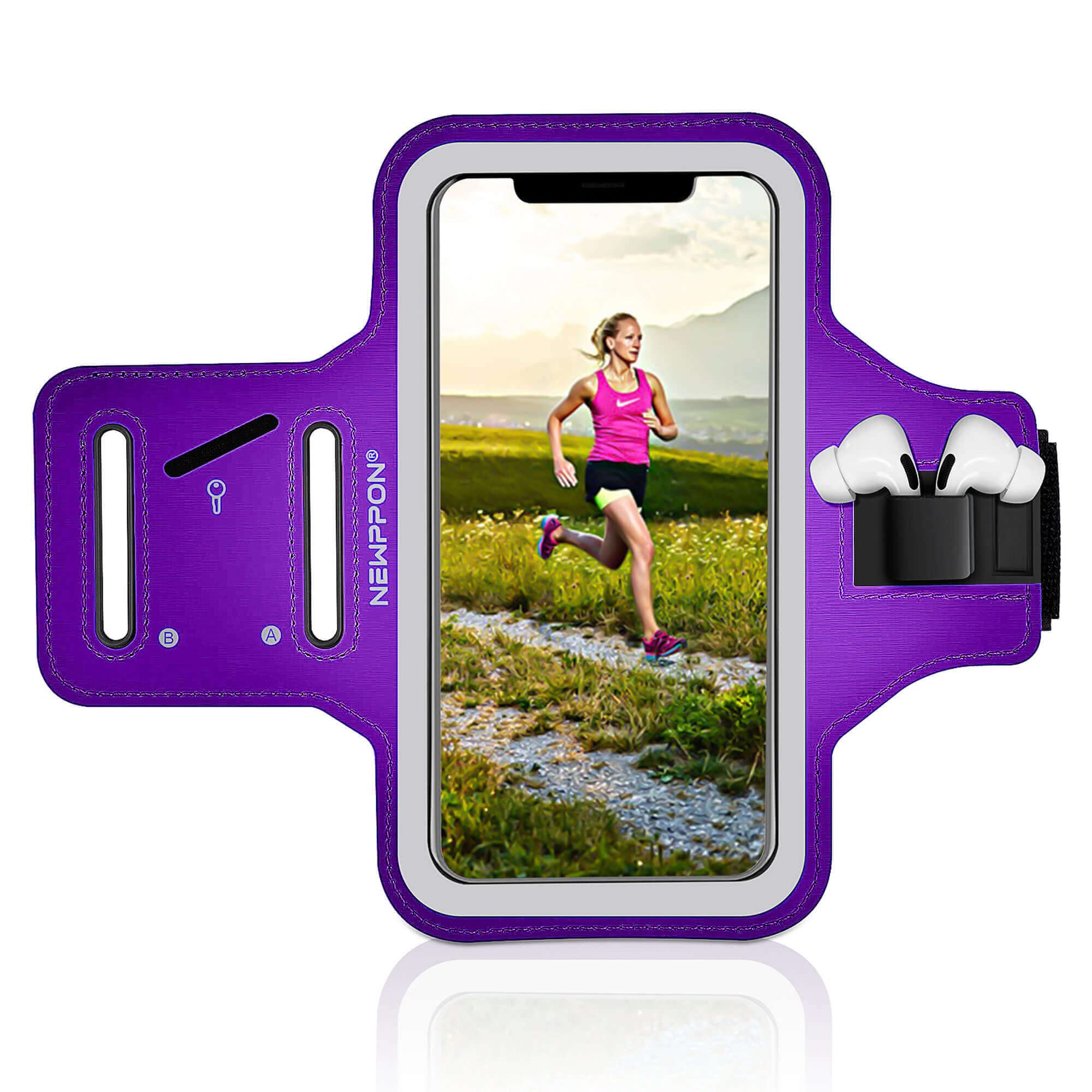Photo 1 of **NEW/BUNDLE OF 3**  Newppon Cell Phone Running Armband :With Airpods Pro Holder Case for iPhone Pro Max Plus Mini SE (14/13/12/11/X/XS/XR/8/7) Galaxy Ultra Plus Edge Note (22/21/20/10/9/8) & Key Pocket & Adjustable Strap Purple L:iPhone+/Pro Max/XR/XS Ma