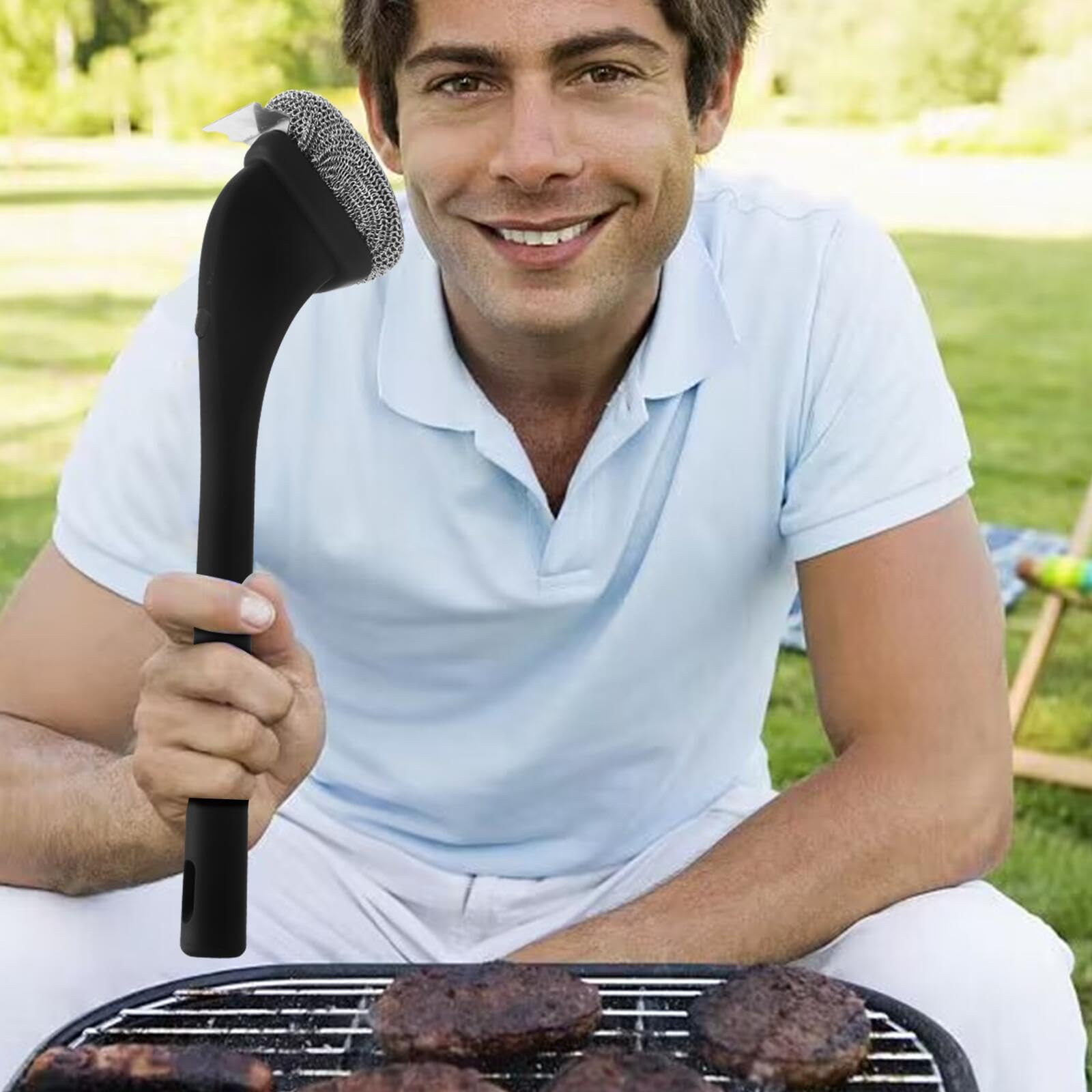 Cepillo de parrilla sin cerdas, herramientas de limpieza duraderas, limpiador de parrilla al aire libre