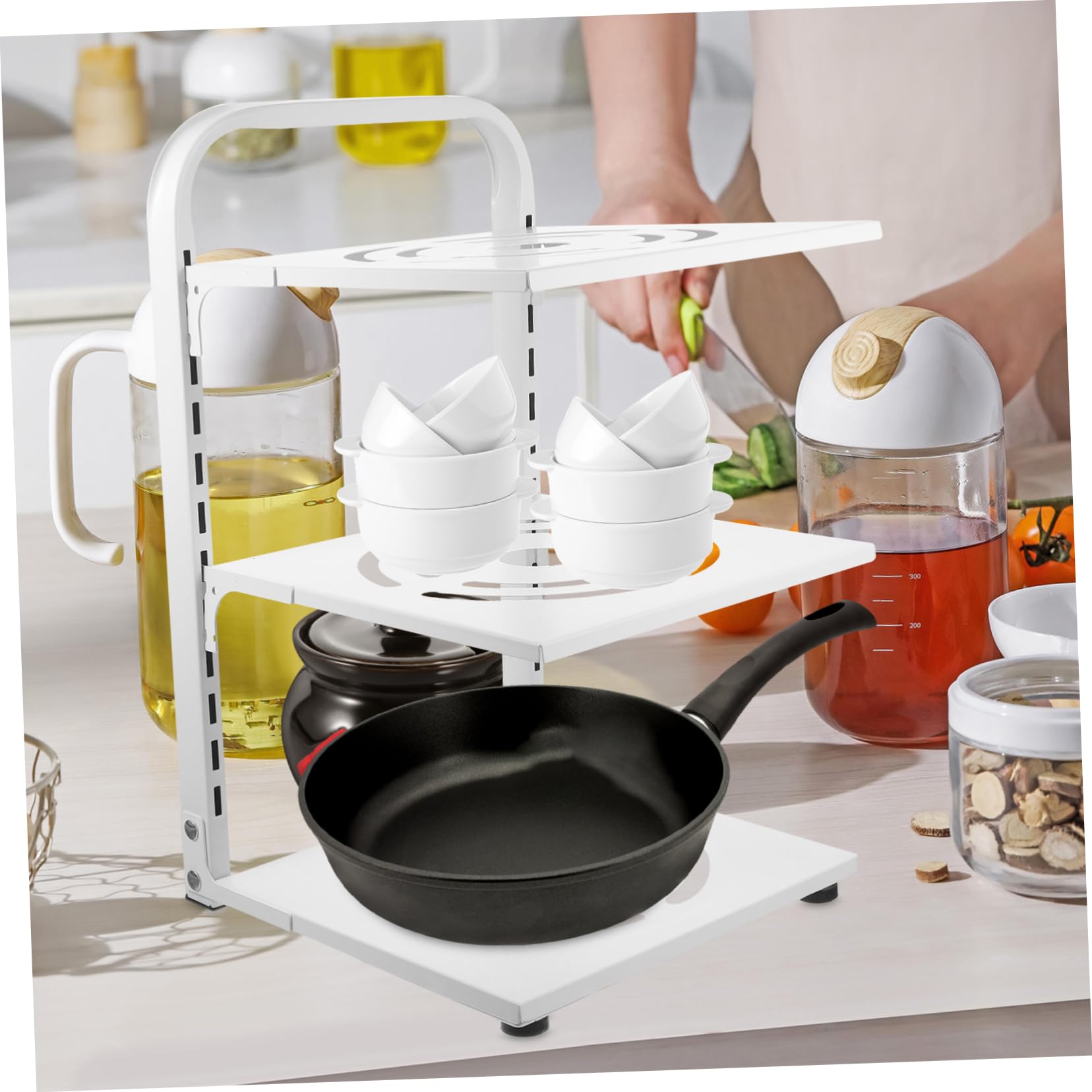 Griglia Per Padelle A 3 Livelli Per Impieghi Gravosi Contenitori Cucina Organizer Multistrato Regolabile Organizzatore Per Utensili Da Cucina