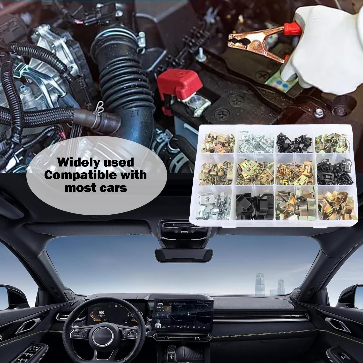 240 Piezas Retenedores de Metal para Coches Clips, Automóvil Retenedor de Metal, Clips para Salpicadero Panel Interior, Grapa Metalica Coche, para Todos los Automóviles