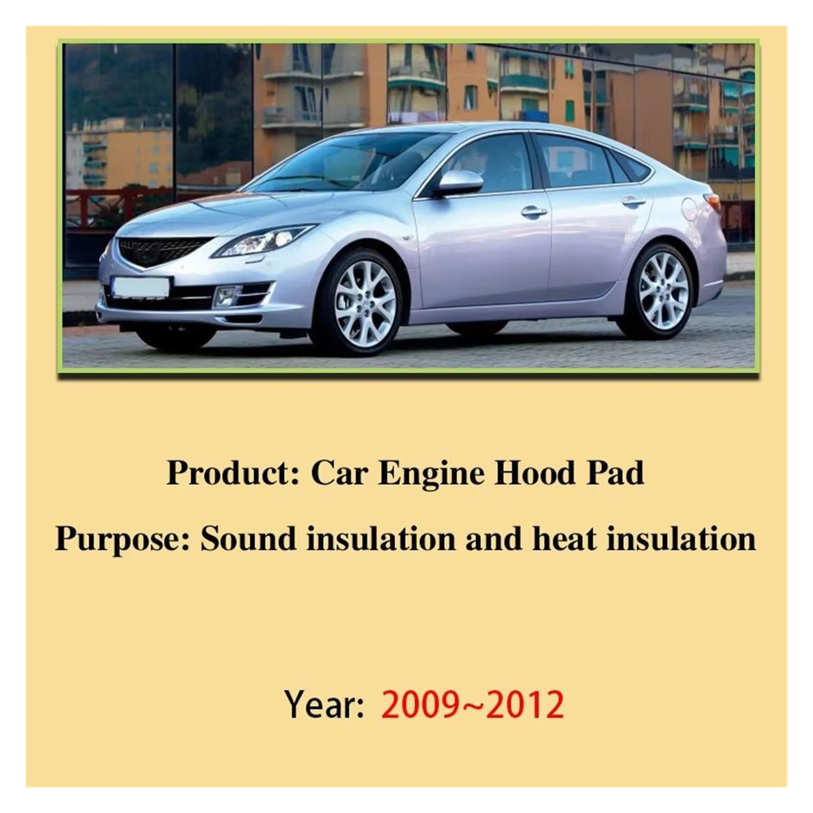 Cuscinetto isolante termico cotone Per Mazda 6 GH 2012 Per MK2 GZ 2009 ~ 2013 Auto Copertura del Vano Motore Isolamento Acustico Zerbino Assorbimento Accessori