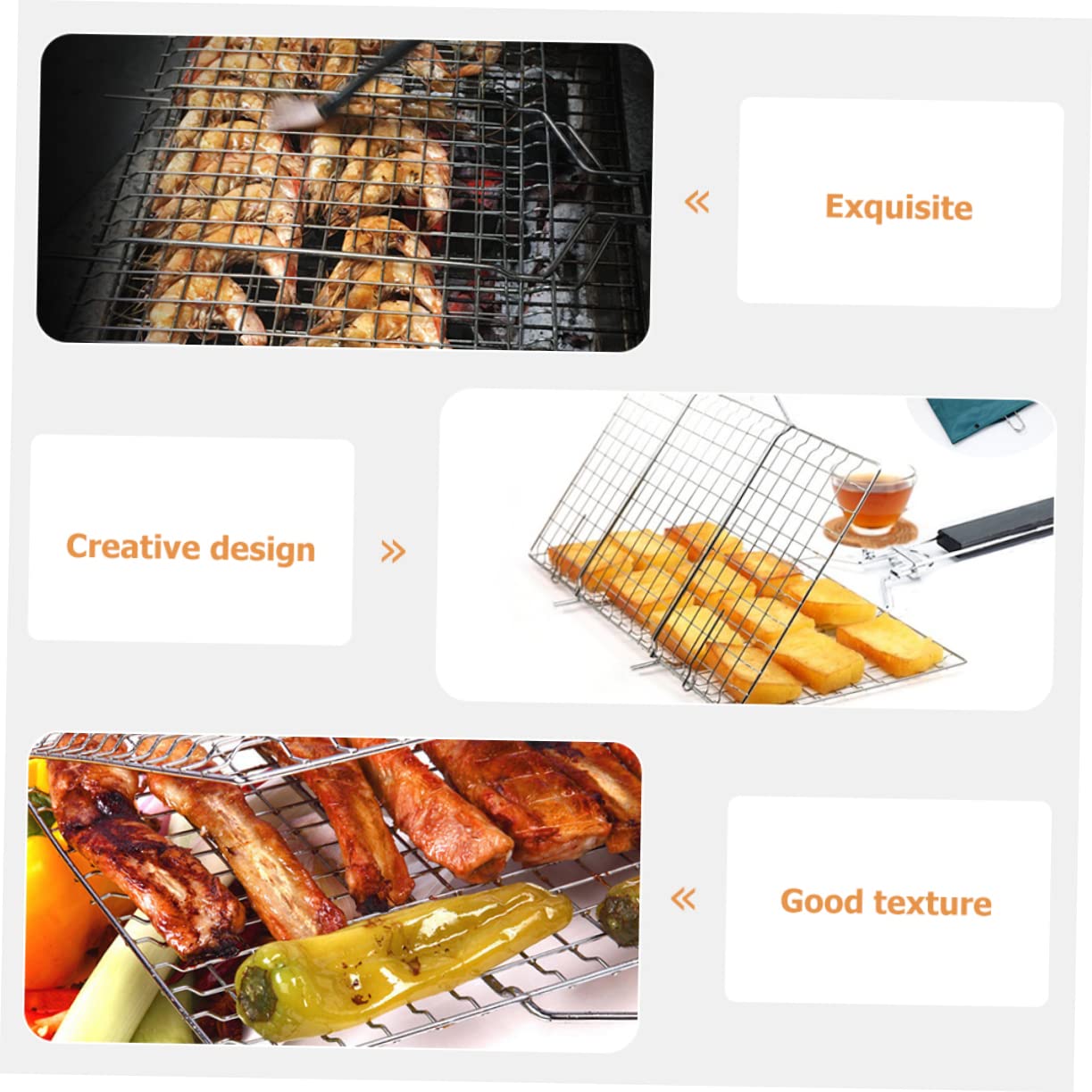 Parrilla desmontable de acero inoxidable para barbacoa – Estante plegable para carne, pescado y barbacoa – Accesorio perfecto para los entusiastas de la cocina al aire libre y a la parrilla