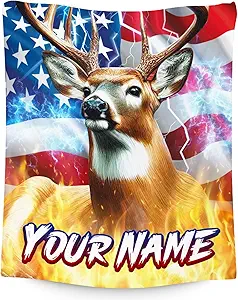 Hunting Gifts for Boys Men - Personalized Deer Blanket with Name - Cool Soft Cozy Throw for Bed - 4 Sizes