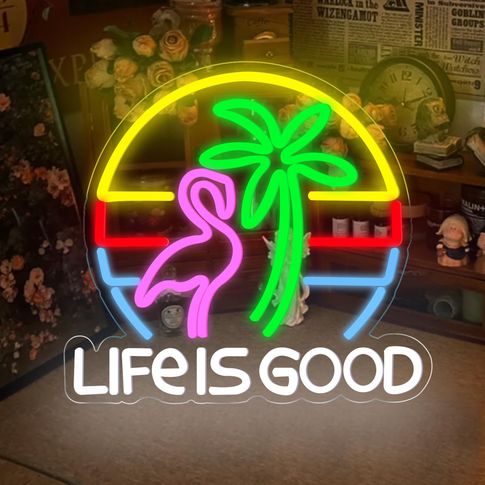 Flamingo Neon Schild Palme Bier Bar Neon Lichter für Wand LED Neon Licht Zeichen für Home Bar Cart Sommer Strand Restaurant Mann Höhle Bier Cafe Bistro Club Party Décor