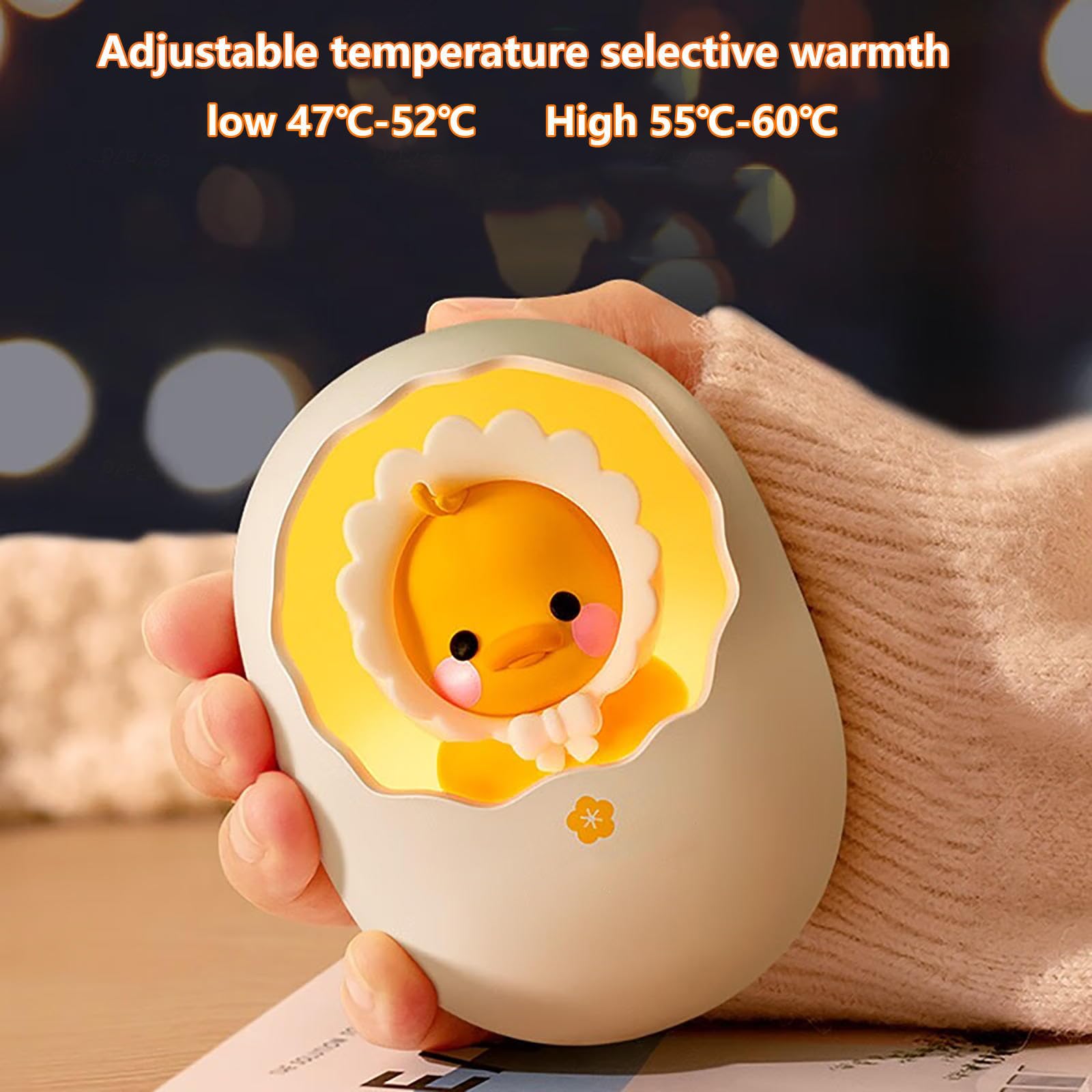 ARTSIM Chauffe-Mains Portable avec Banque D'énergie,Veilleuse 3 en 1, Chauffe Main Forme Mignonne 6000mah/47-60℃ Réglable/8h De Chaleur Cadeaux pour Hommes,Femmes,Yellow