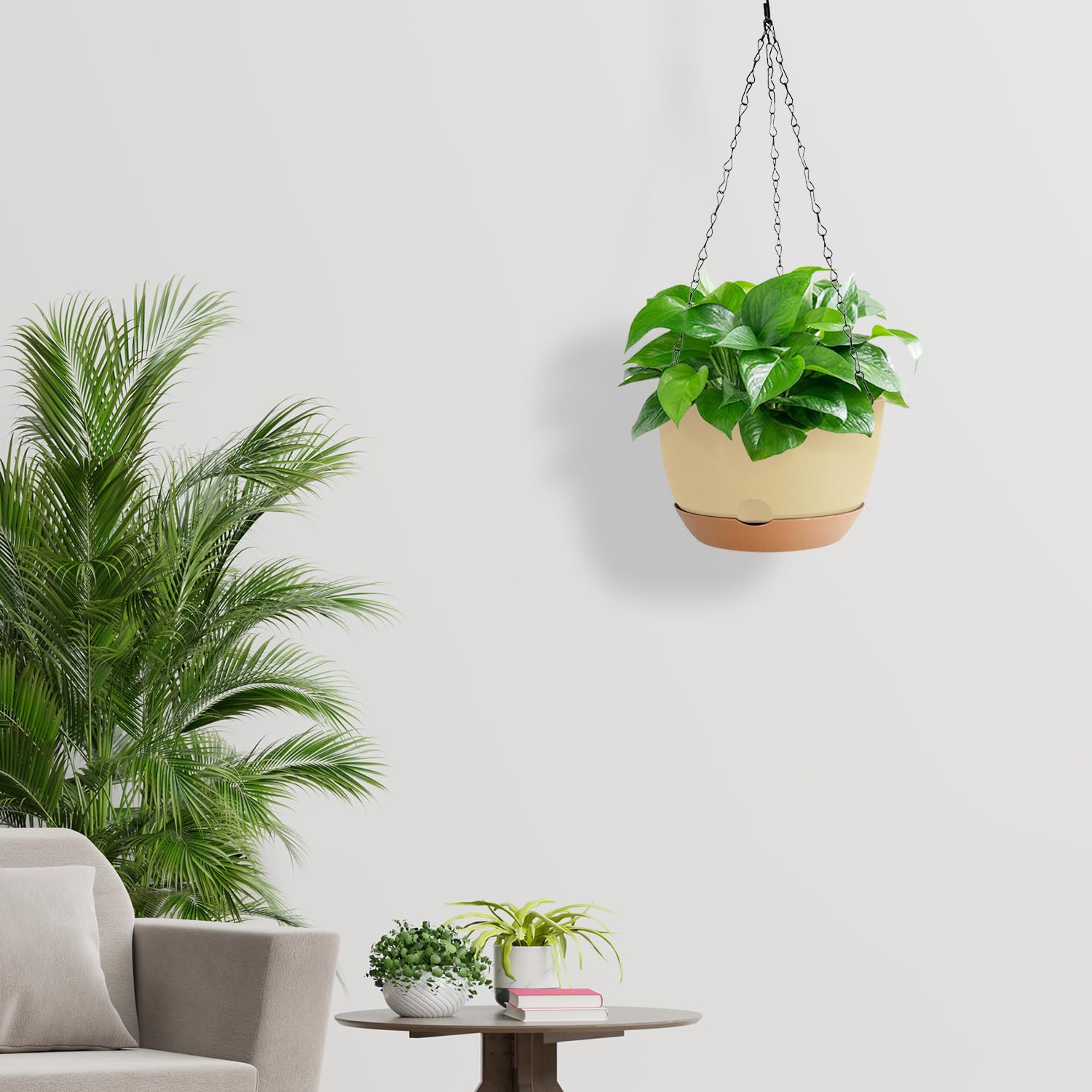 Confezione da 3 vasi da fiori sospesi, fioriera autoirrigante con serbatoio d'acqua e foro di