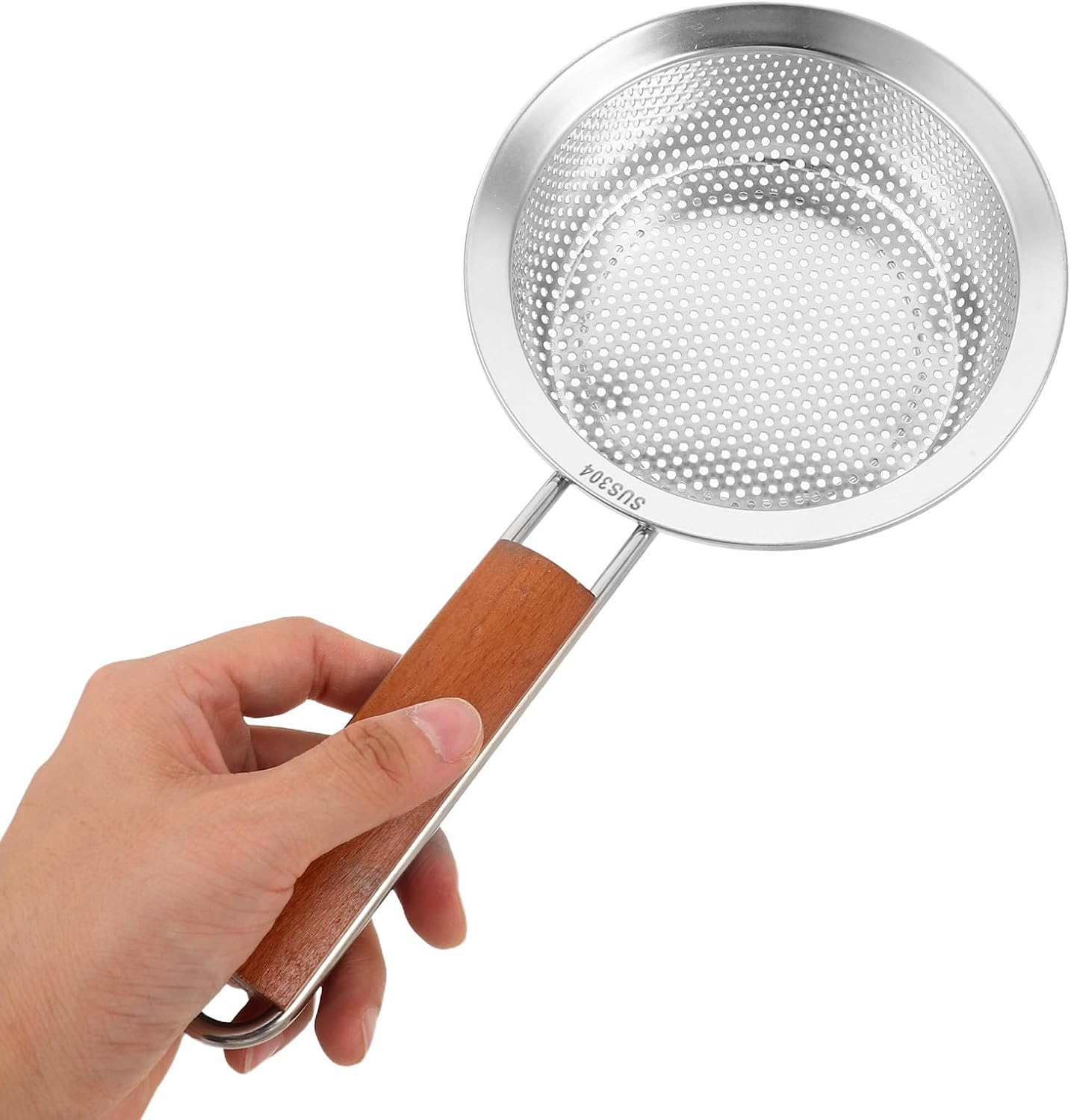 Ipetboom Skimmer Spoon 7" Stainless Steel Fine Mesh Strainer Frying Spoon