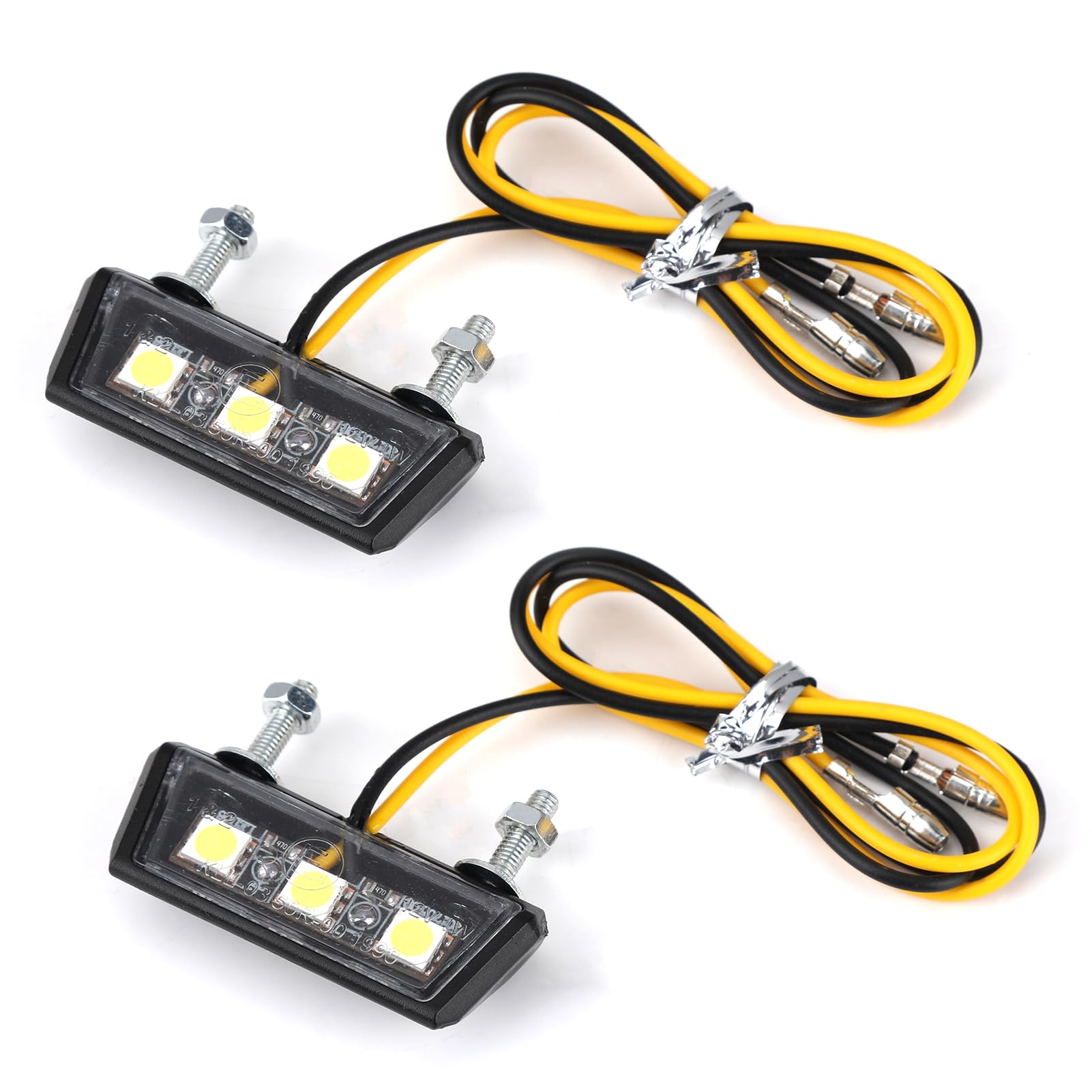 2Pcs Universal LED Motorcycle Number Plate Light | 12V | License Plate Light | Motorcycle Rear Light with 3 Super Bright LEDs | Waterproof | for All Models of Motorcycles and Quads (White)