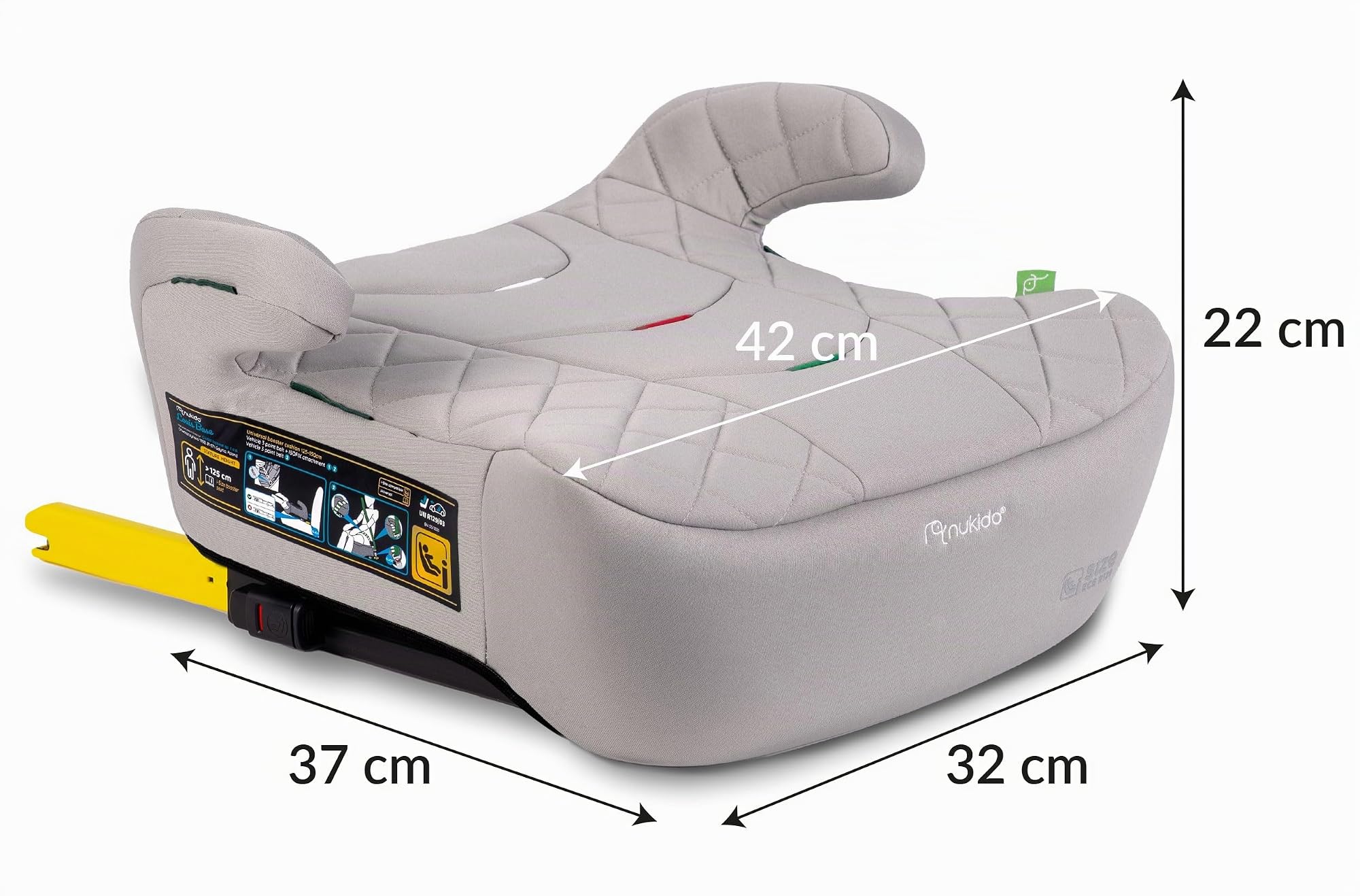 Nukido Sitzerhöhung Auto Kindersitzerhöhung - 22-36 kg - Kindersitz Autositz - i-Size ISOFIX - 125 Bis 150 cm - Beige