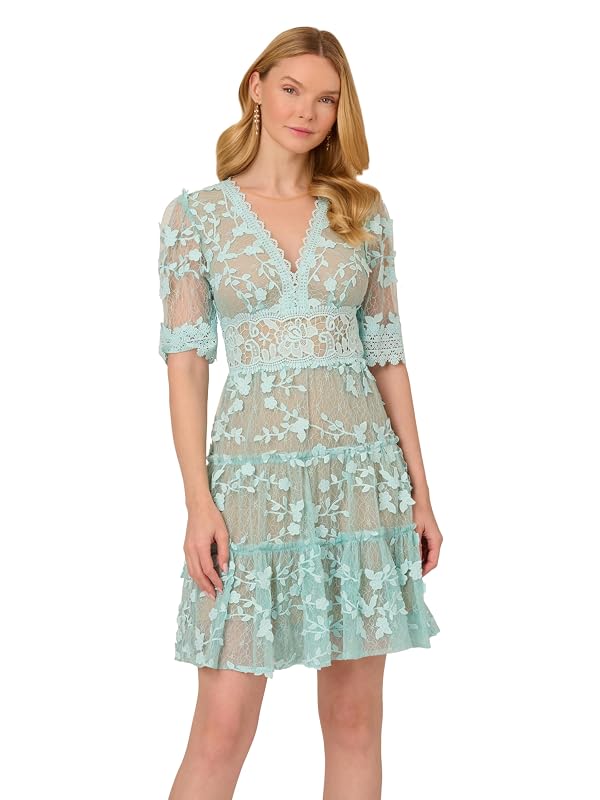 Adrianna Papell Women's Knit Crepe Pearl Midi Dress, Aqua, 14 by Adrianna Papell - Used condition - US$126.47