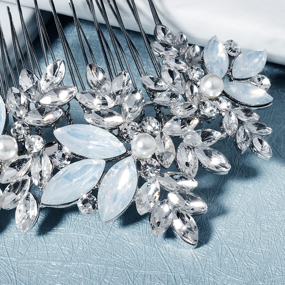Haarschmuck für die Braut, Vintage-Stil, Legierungseinsatz, Silber, böhmischer, mit Diamanten besetzter Haarkamm, Haarschmuck für Frauen und Mädchen