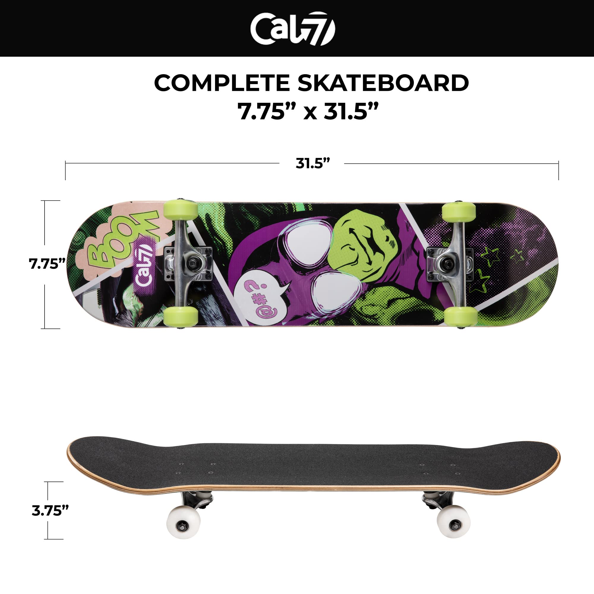 Cal 7 Complete Standard Skateboard 7.5-8-Inch Deck (7.75