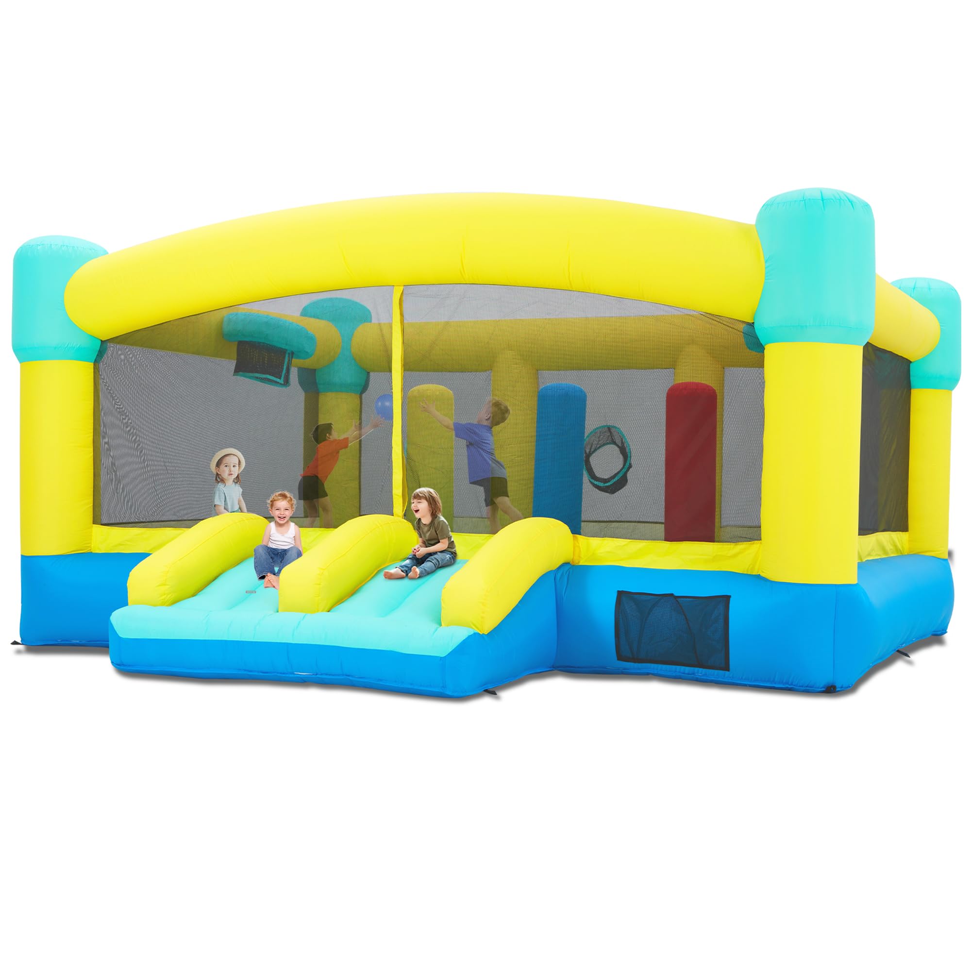 Big Bounce House,15 x 14.8 FT Inflatable Bounce Castle for Kids 3-12 | Outdoor/Indoor Bouncy House with Blower,Slides,Obstacles,Trampolines,Basketball Hoop
