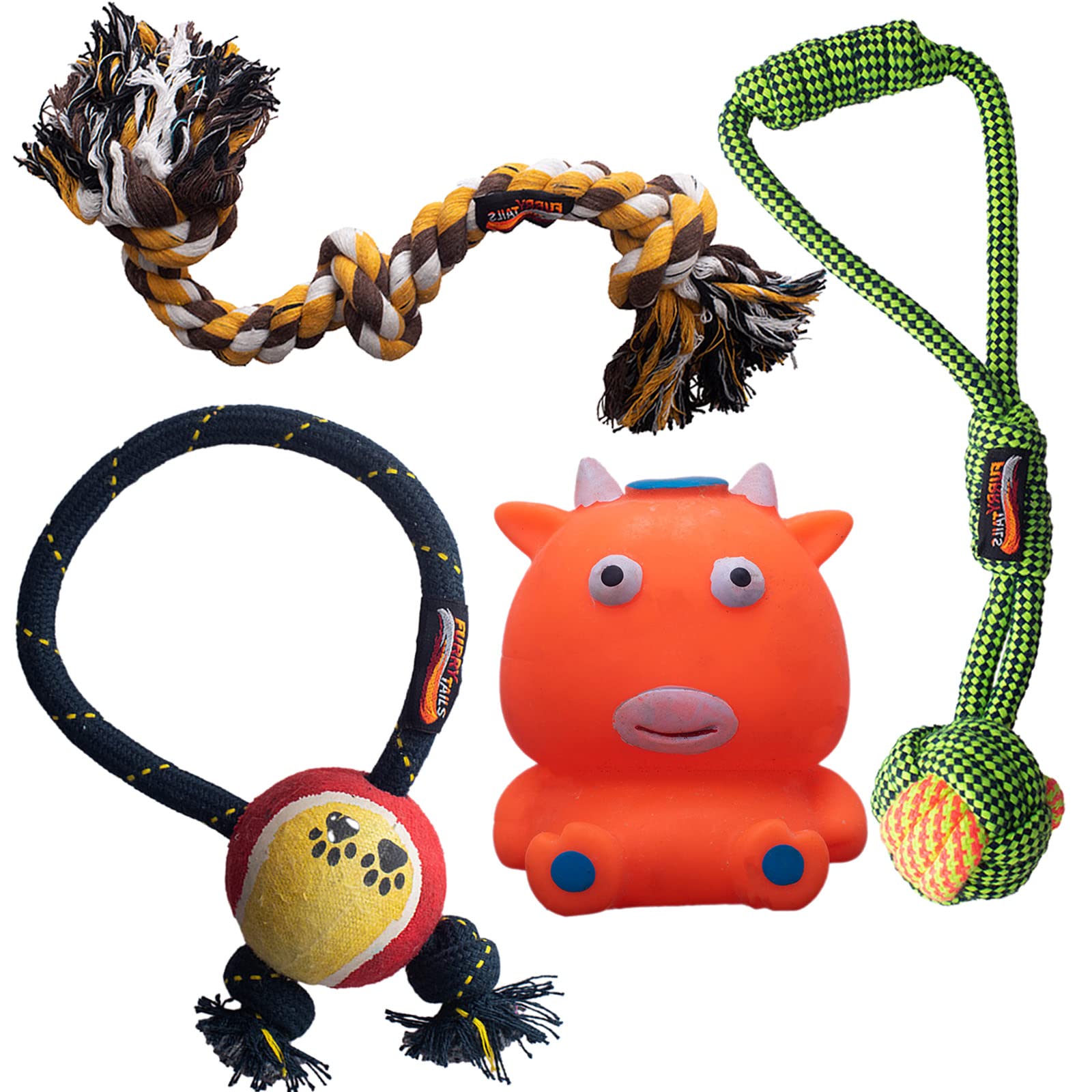 FURRY TAILS Combo of Dog Rope & Rubber Toys for Dogs, Chew Toys, Good for Strong and Clean Teeth of Dogs, Combo of 4 Toys for Dogs (B0C2YMVP55) Amazon Price History, Amazon Price Tracker