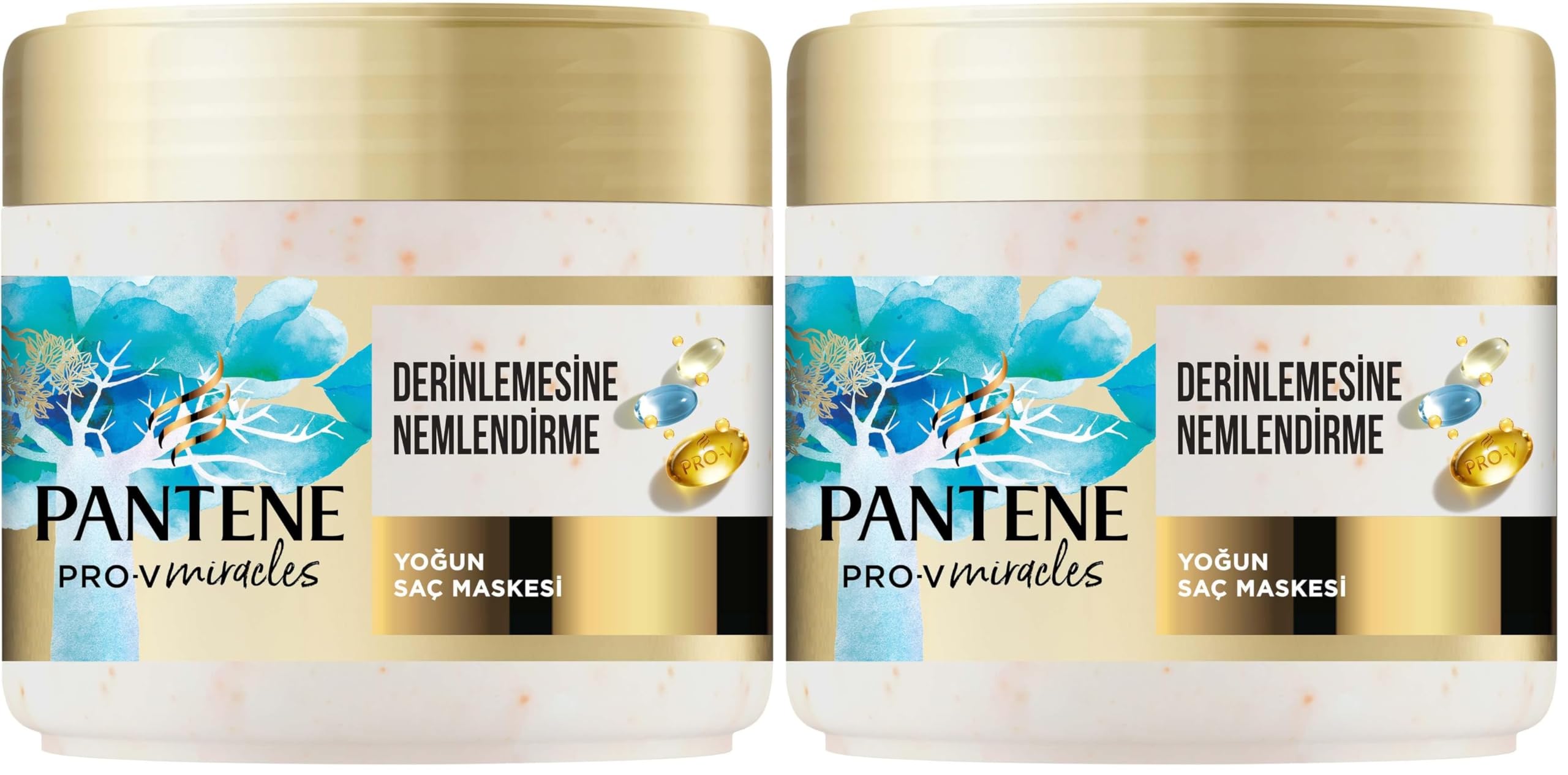 PANTENE PRO-V Miracles Hydra Glow Nemlendirici Maske Kuru Saçlar için 300 ml (2 paketi)