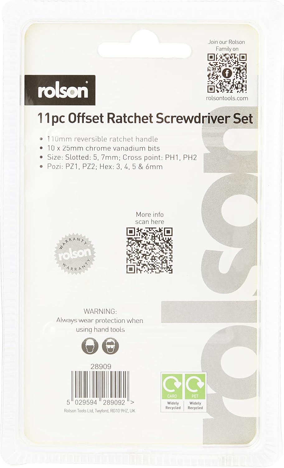 Rolson 28909 11 pc Offset Ratchet Screwdriver Set