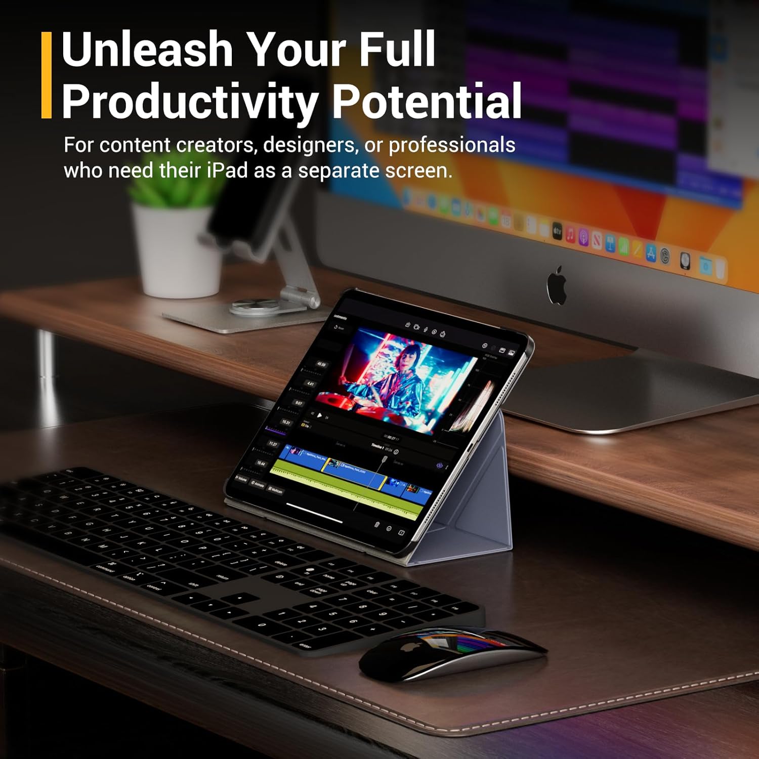 MAGEASY Tablet Case Compatible with 2024 iPad Pro 11" (M4), Turn iPad Into A Monitor, Float Folio Case Scratch & Discolor Resistant, Light & Portable iPad Stand | Lift - Black