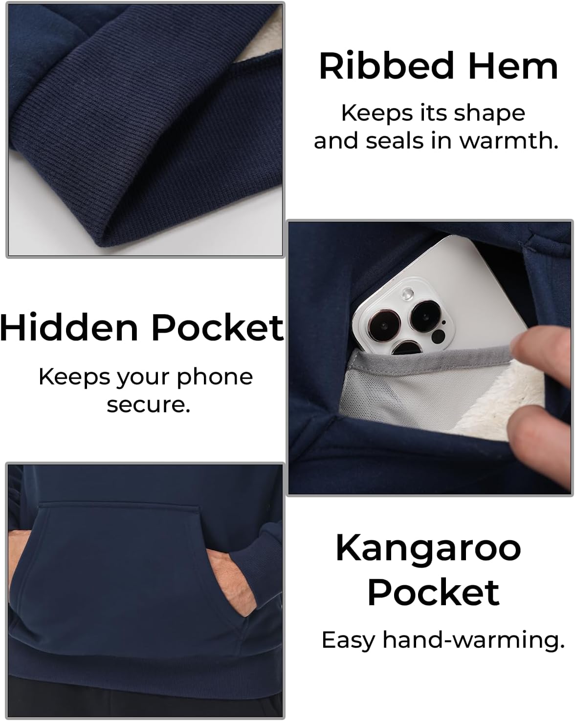 Boladeci Men's Sherpa Hoodie Pullover Heavyweight Thermal Fleece Lined Hooded Sweatshirt for Cold Weather Warm - Image 4