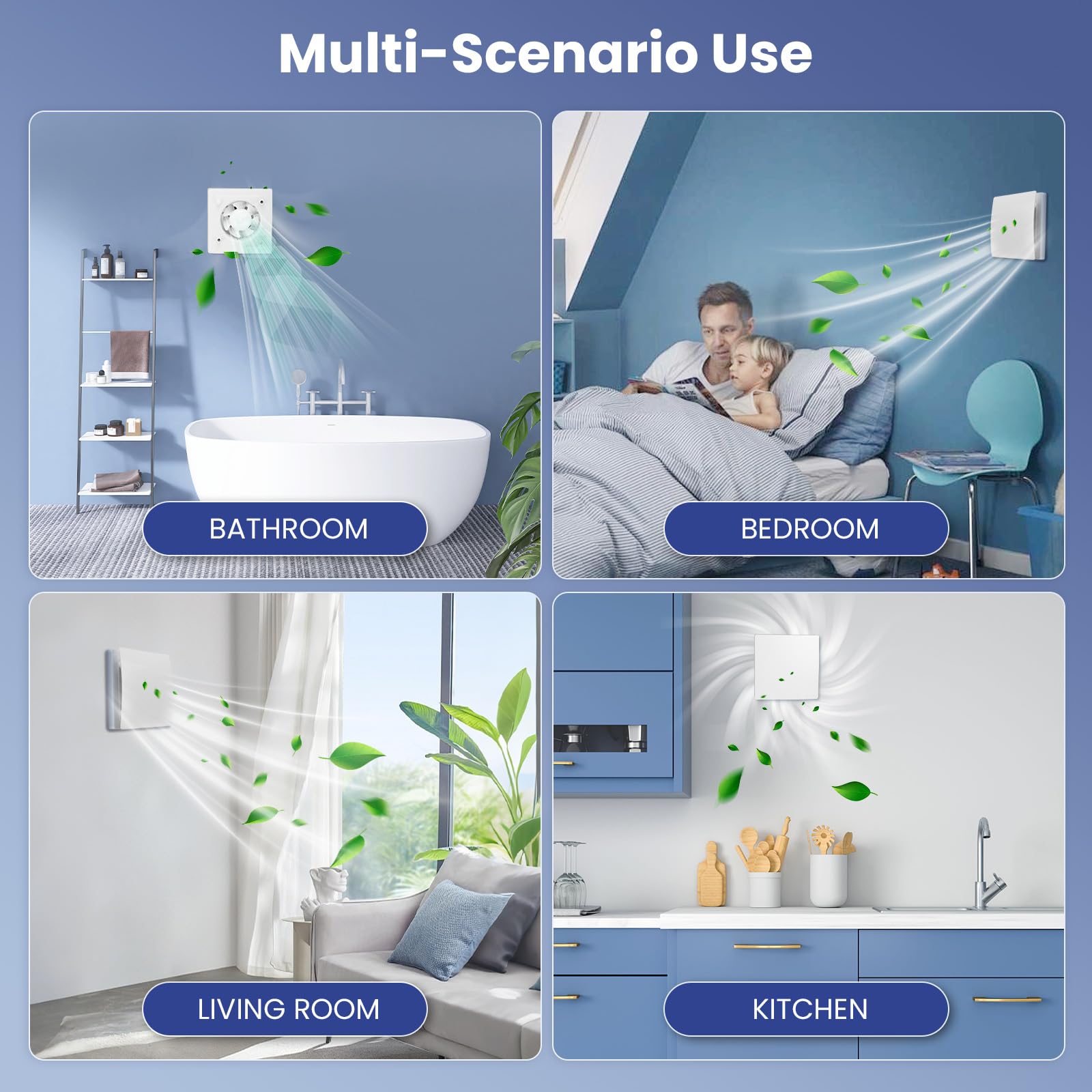 Estrattore d'aria Igroregolabile, estrattore d'aria da bagno ignorabile silenzioso, 100 mm, 2 direzioni e 3 velocità, Vmc Bagno per ventilazione in e WC