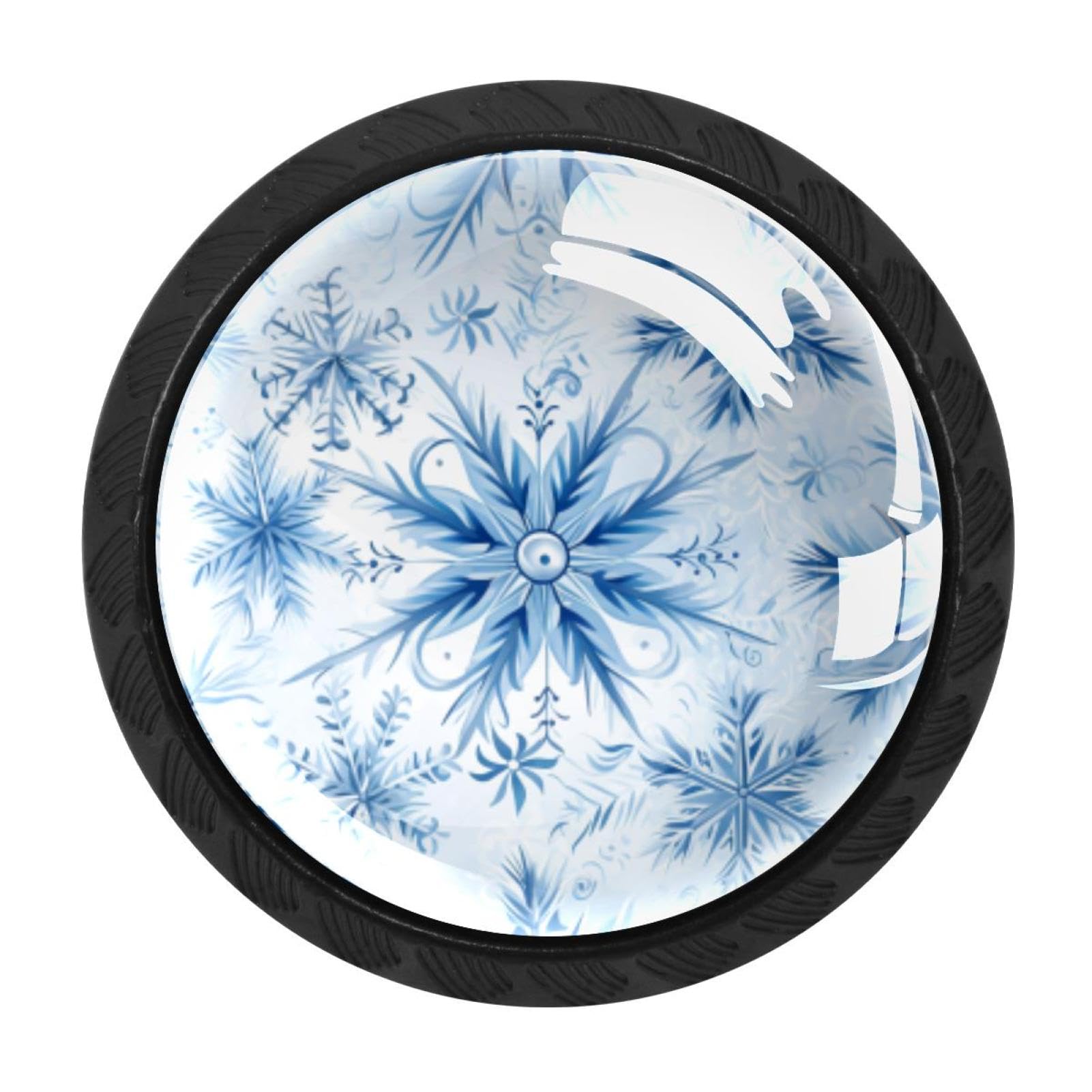 CHENZZZZ 4 pcs Christmas Snow Cabinet Knobs Crystal Drawer Pulls for Kitchen, Bathroom Cabinet, Dresser and Cupboard