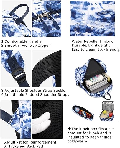 Miniatura 5 de Mochila infantil para niÃ±as, ligera, con bolsa de almuerzo, mochila escolar para estudiantes de primaria, 01-azul