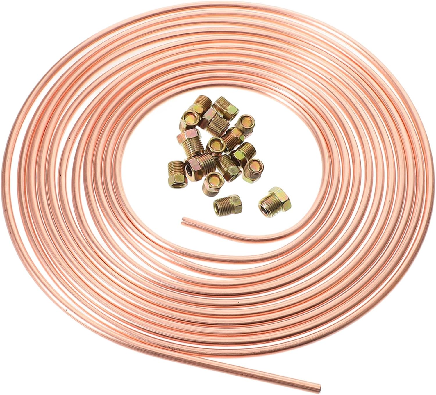 1 Set Brake Line Repair Kit Flexible Copper Coated Tubing Coil with Inverted Flare Fittings Stylish Gold Finish Easy Installation for Various Automotive Models