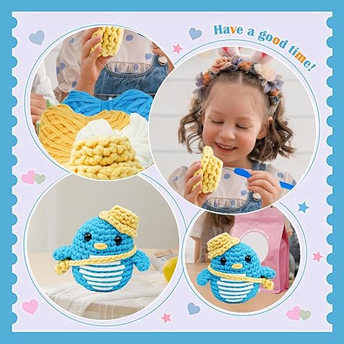 Miniatura 4 de Wadukud Kit de ganchillo para principiantes, kit de animales de ganchillo para adultos y niños, kit de inicio de ganchillo con tutoriales en video