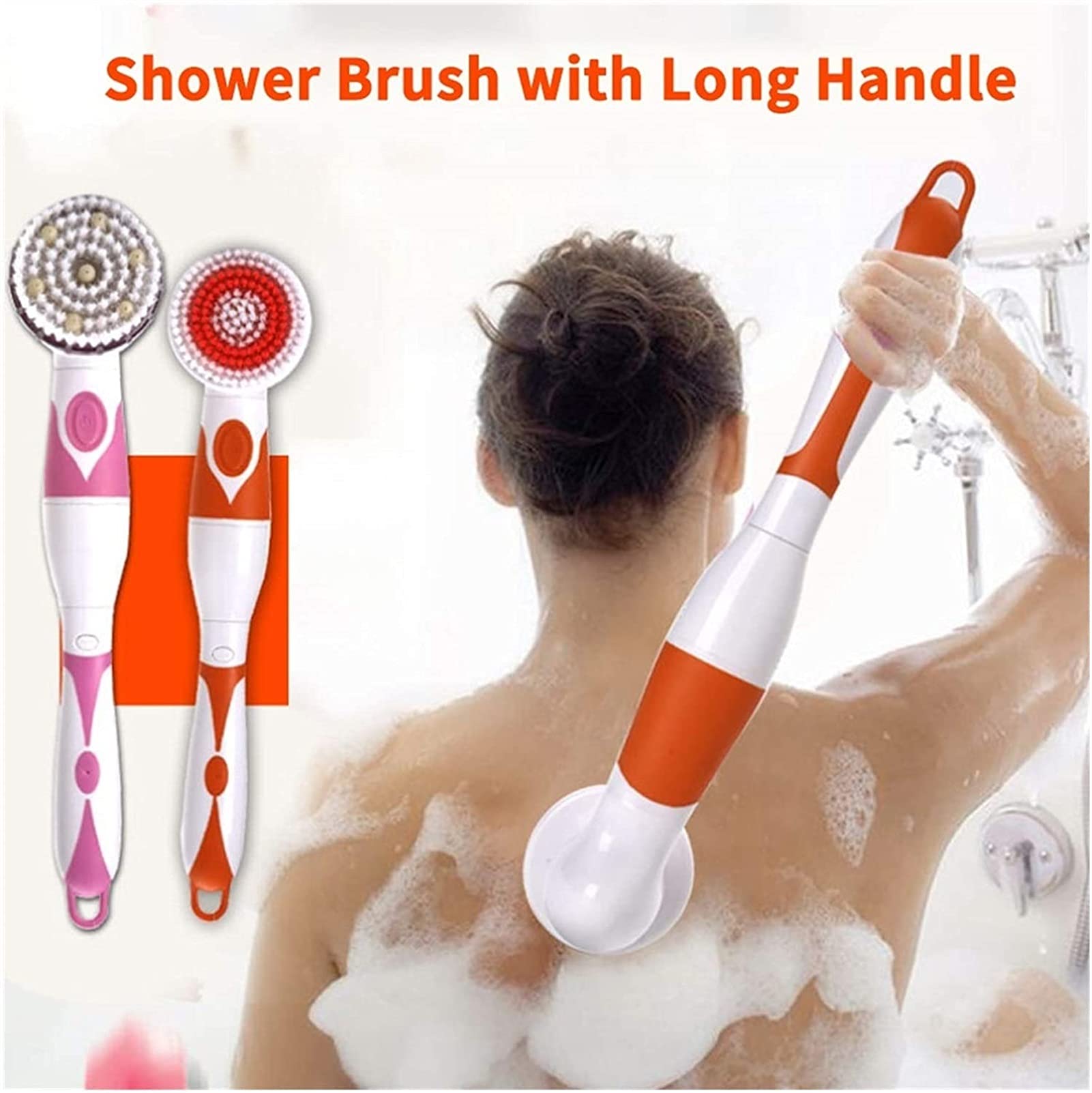 Cepillo de baño eléctrico Masaje Cepillo de Espalda Cepillo de Ducha con Mango Largo for Mujeres Hombres Ancianos
