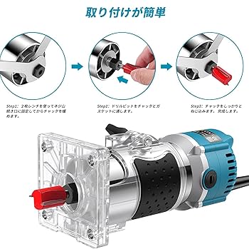 【新品未使用】電動トリマー 電気トリミング機 電動ルーター Amazon | 電動トリマー 木工用トリマー 電動工具 軸径6mm 日本