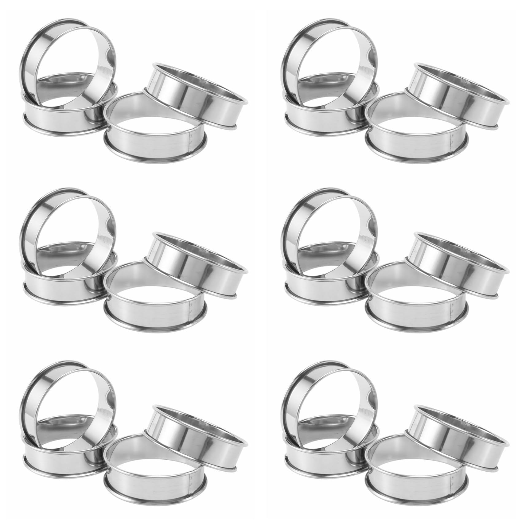 Hndhbfgrt Double Rolled Tart Rings, English Muffin Rings Professional Crumpet Rings Set of 24