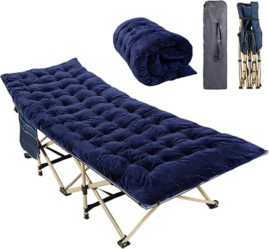 REDCAMP Folding Camp Beds for adults with 2.5" Thick Mattress,Navy Blue