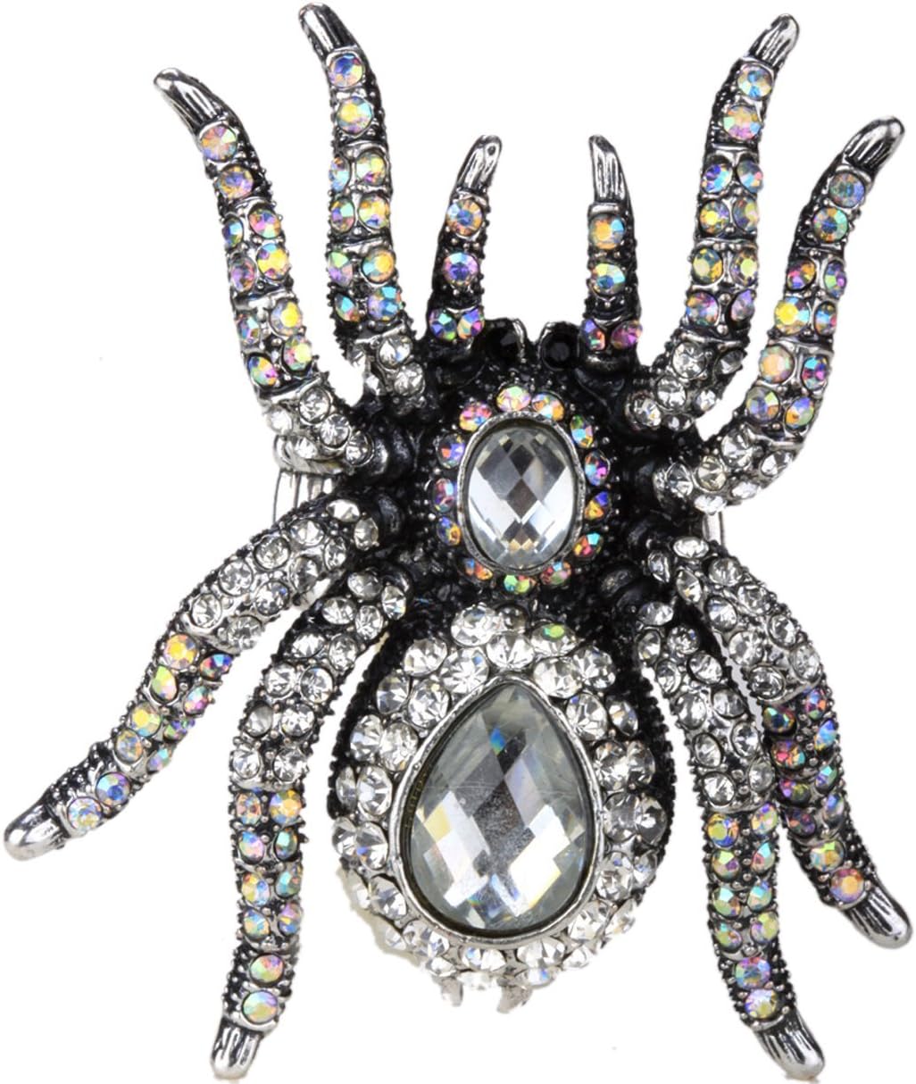 YACQSpider Pin Brooch for Women, Spider Necklace Pendant for Women, Halloween Spider Pin Brooch + Pendant 2 in 1, Halloween Costume Accessories