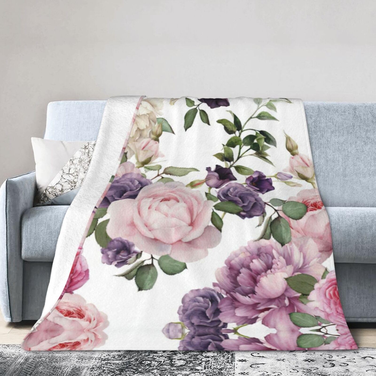 Couverture de voyage rose en flanelle idéale pour le camping