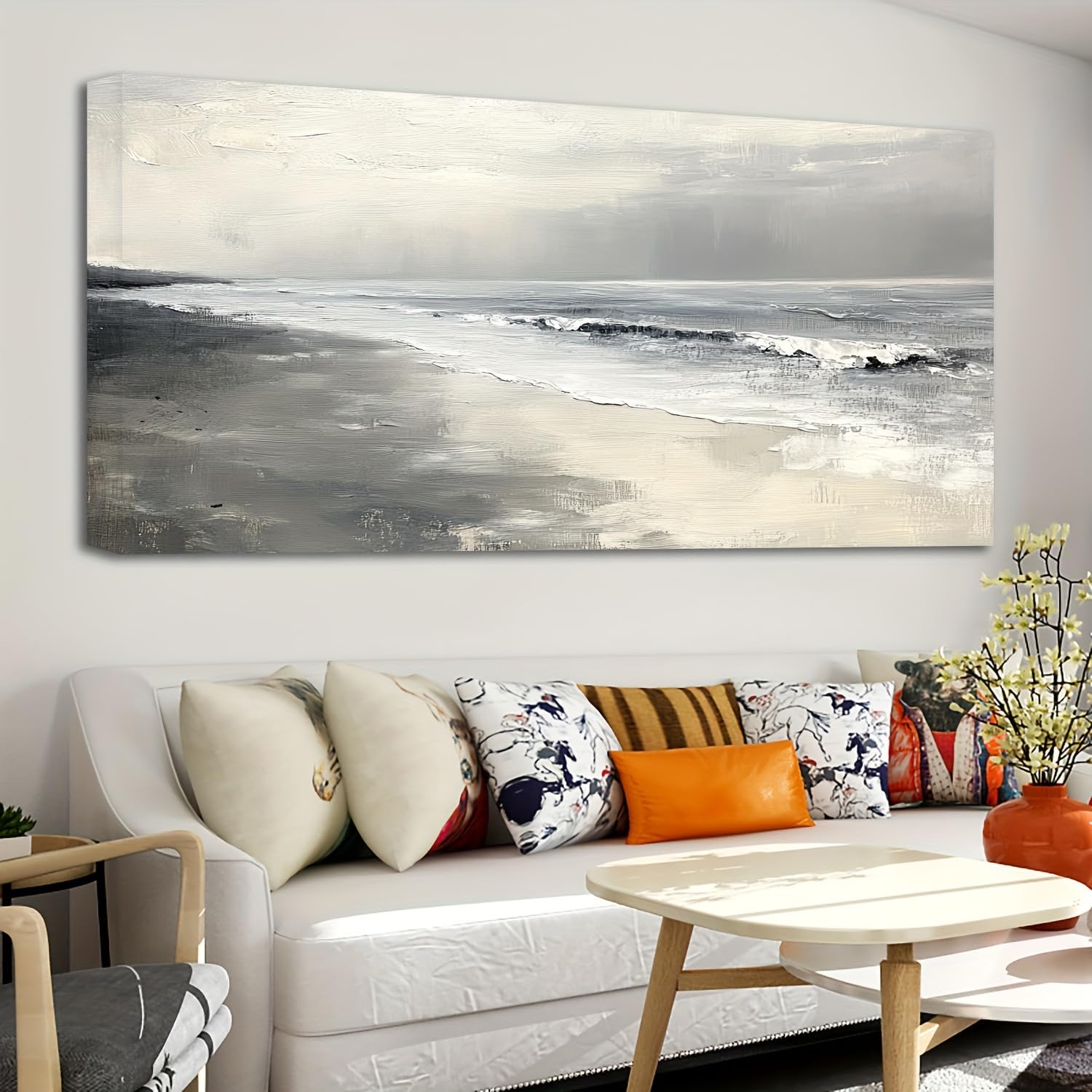 IHHGNB Modern Impressionist Seaside Landscape Canvas Wall Art Print for Living Room Bedroom Home Office Artwork Decor(70x140cm(28x55in)/No frame)
