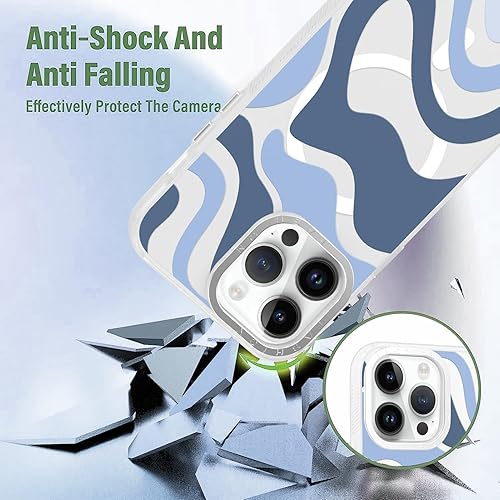 Miniatura 4 de ZIYE Funda diseñada para iPhone 14 Pro Max compatible con MagSafe Funda con bonito diseño ondulado para mujeres, niñas, hombres, TPU suave +